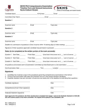 PhD Comprehensive Examination Timeline bFormb and bInstructionsb bb - queensu