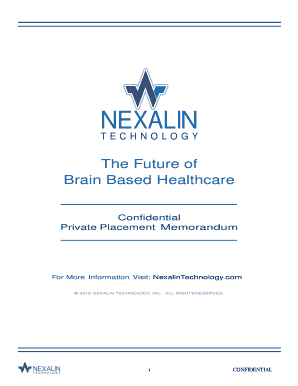 Confidential Private Placement Memorandum - Nexalin Technology