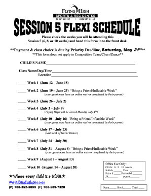 Project timeline template - 2016 class schedule - Flying High Sports & Rec Center