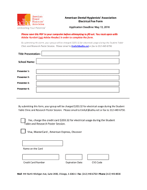 American Dental Hygienists39 Association Electrical Fee bForm Titleb bb - adha