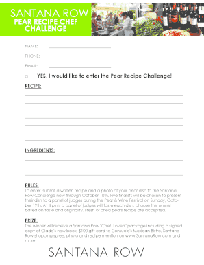 YES, I would like to enter the Pear Recipe Challenge! - Santana Row