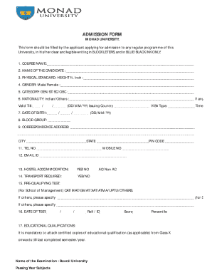 ADMISSION FORM - Monad University