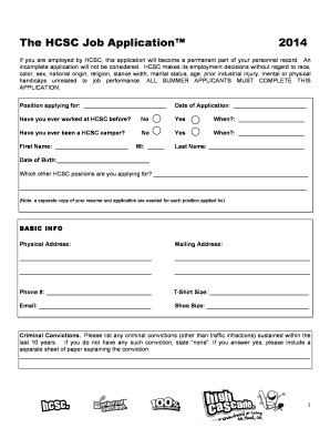 Step 5 worksheet - The HCSC Job Application 2014 If you are employed by HCSC, this application will become a permanent part of your personnel record