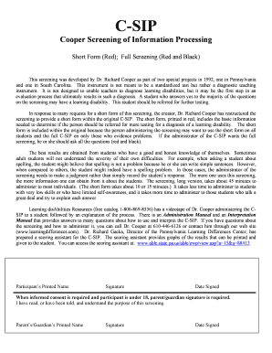 Cooper Screening of Information Processing