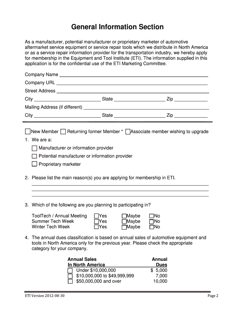 Fillable Online etihome EQUIPMENT AND TOOL INSTITUTE Fax Email Print