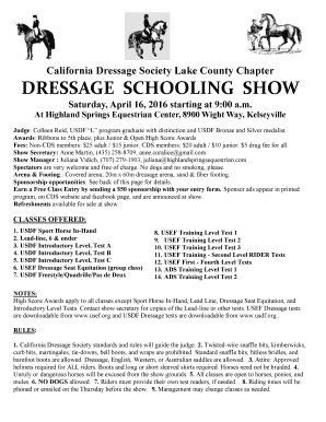 April 16 Lake County CDS Chapter Schooling Show Judge Colleen