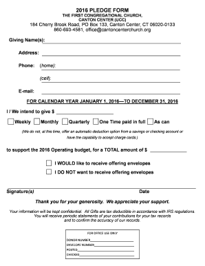 2016 PLEDGE FORM - cantoncenterchurchorg