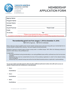 Definition of application form - MEMBERSHIP APPLICATION FORM - Toronto Hostels Training Centre