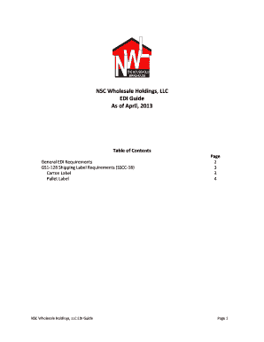 NSC Wholesale Holdings LLC EDI Guide As of April 2013