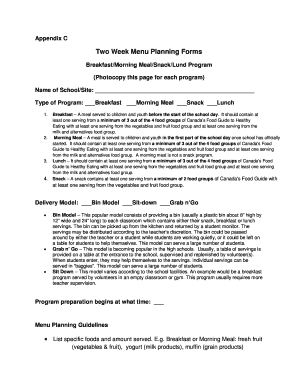 Two Week Menu Planning Forms - bstudentnutritionprogrambbcab