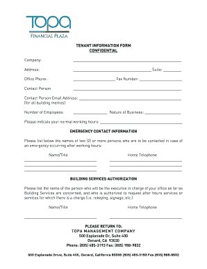 Sample of confidential report on an employee - TENANT INFORMATION FORM CONFIDENTIAL