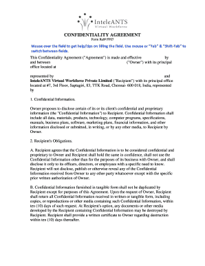 Confidentiality agreement - Custom Business Forms - InteleANTS