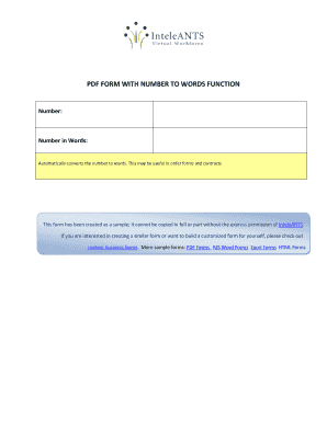 BPDFb FORM WITH NUMBER TO WORDS FUNCTION - bInteleANTSb