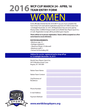 Cheque receipt voucher format in word - APRIL 16 TEAM ENTRY FORM WOMEN - world class players - worldclassplayers