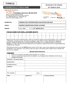 Form 2 sports certificate - FASCIA NAME BOOTH PANEL REMOVAL FORM