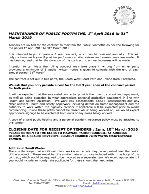 MAINTENANCE OF PUBLIC FOOTPATHS 1st April 2016 to 31st - mawnan org