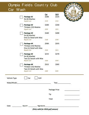 Car wash packages - Olympia Fields Country Club - ofcc