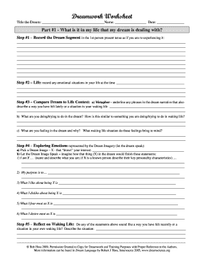 Dream worksheet (PDF) - DreamScience.org - dreamscience