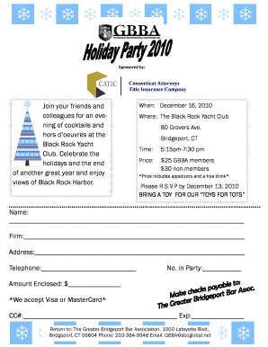 Holiday party flyer 2010 - The Greater Bridgeport Bar Association, Inc. - bridgeportbar