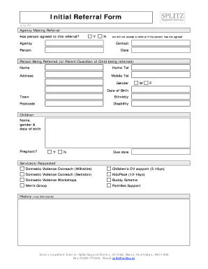 Agreement between two parties - Initial Referral Form - bSplitzb - splitz