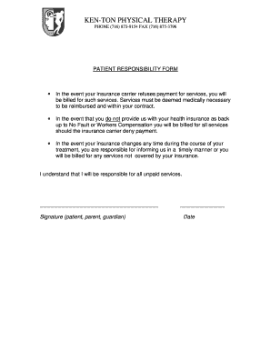 Fillable Online Patient Responsibility bFormb - Ken-Ton Physical ...