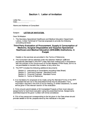 Section 1. Letter of Invitation - Health Department - Government of ...