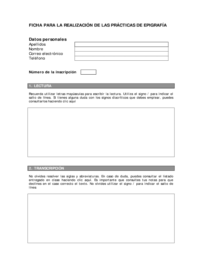 FICHA PARA LA REALIZACIN DE LAS PRCTICAS DE EPIGRAFA Vista previa en la página 1