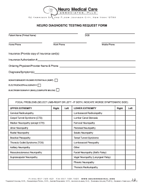 Fillable Online neuromedical NEURO DIAGNOSTIC TESTING REQUEST FORM Fax ...