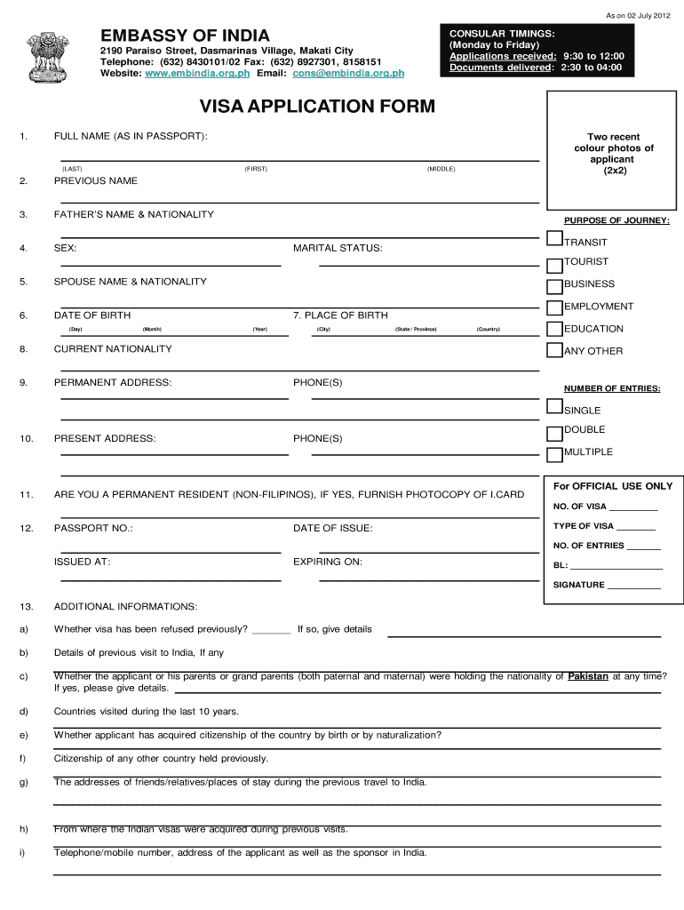 Fillable Online VISA APPLICATION FORM Bblsindiavisab bphbbcomb Fax Email Print PdfFiller fillable-online-visa-application-form-bblsindiavisab-bphbbcomb-fax-email-print-pdffiller