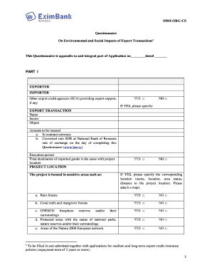 Questionnaire on Environmental and Social Impacts of ... - EximBank - eximbank