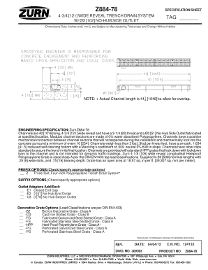 Z884-78 SPECIFICATION SHEET 4-34 121 WIDE REVEAL TRENCH - zurn eriepa