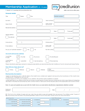 Membership Application (12 18 years)