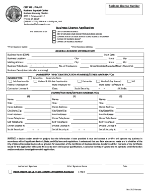 City of Upland Business License Application