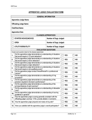 Fillable Online APPRENTICE JUDGE EVALUATION FORM Fax Email Print ...