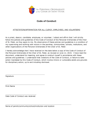 Attestation Form: Code of Conduct - Personal Ordinariate of the ... - ordinariate