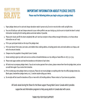 Fillable Online IMPORTANT INFORMATION ABOUT PLEDGE SHEETS Please read ...