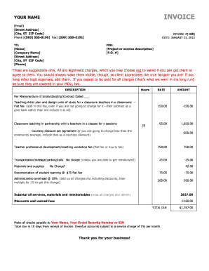 teaching invoice template