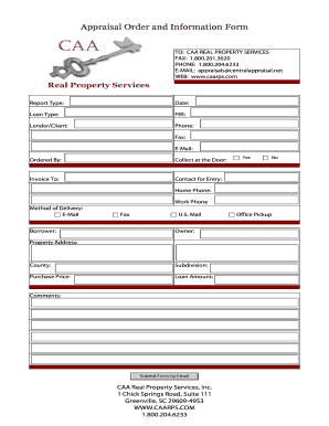 Appraisal Order and Information Form - bcaarpsbbcomb