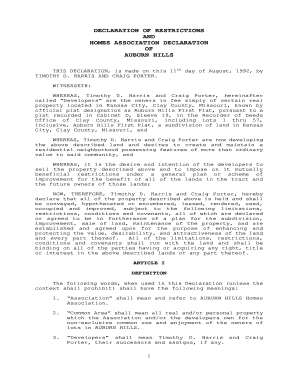 DECLARATION OF RESTRICTIONS AND HOMES ASSOCIATION