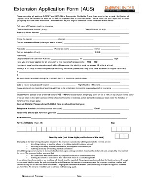 Application for retake exam - Extension Application Form AUS - bduinsurebbcombau