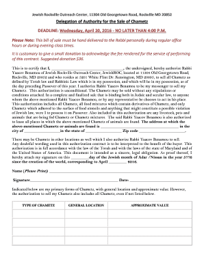 Fillable Online jewishroc Download a bSaleb of Chametz bContractb ...