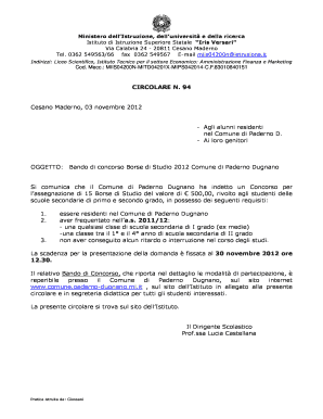 Agli alunni residenti nel Comune di Paderno D. - Iris Versari - isversari gov