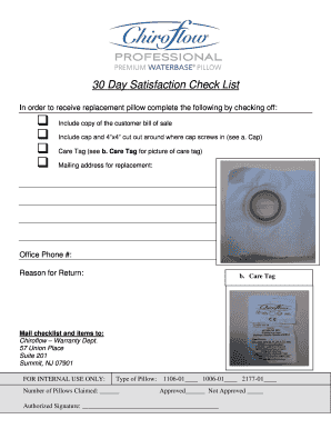 Fillable Online 30 Day Satisfaction Check List - Scrip Inc Fax Email ...