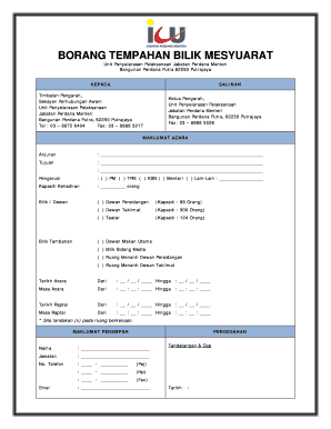 Borang Tempahan Bilik Mesyuarat Fill Online Printable Fillable Blank Pdffiller