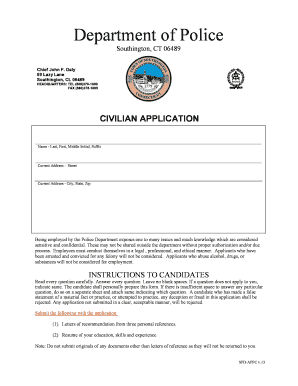 Southington Police Civilian Application