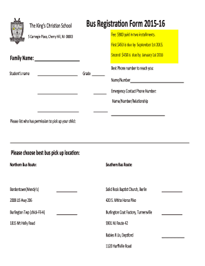 Step 10 inventory worksheet - The Kings Chris an School Bus Registra on Form 2015 16 - tkcs