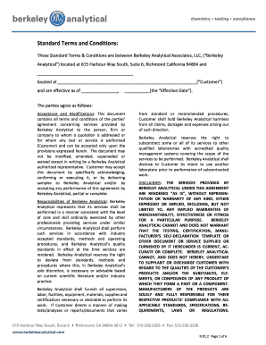 Standard Terms and Conditions - Berkeley Analytical These are the standard terms and conditions between Berkeley Analytical and their Customers