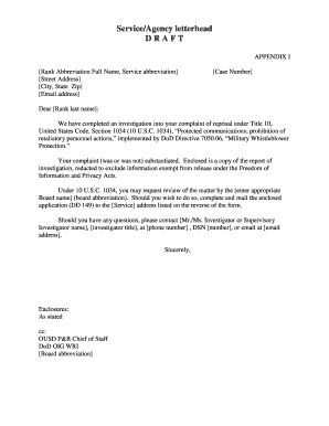 Elf letterhead word template - Appendix I - Closure Letter to the Complainant Template - dodigmil