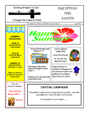 Newsletter & Calendar - All Saints Lutheran Church - allsaintstoledo