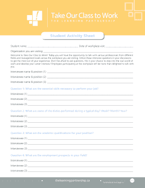 Interview guide template - Student Activity Sheet - The Learning Partnership - thelearningpartnership